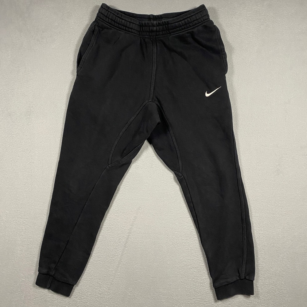 Nike Joggers Mens Small Black Fleece Tapered Swoosh Sweatpants